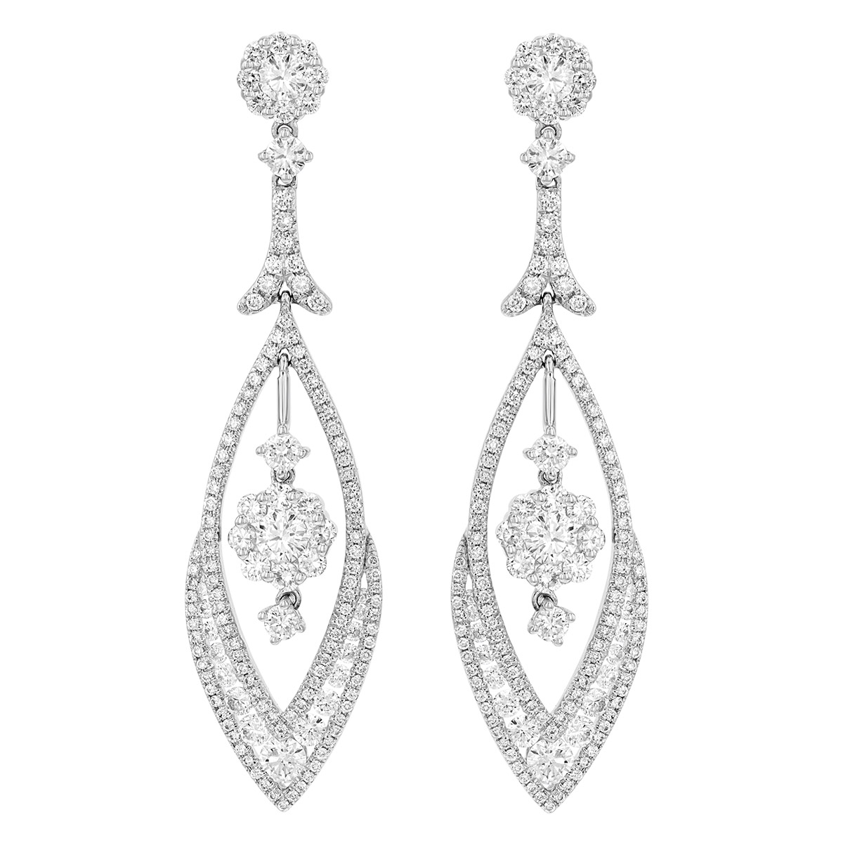 TARA Pearls Diamond Ornate Chandelier Dangle Earrings in White Gold