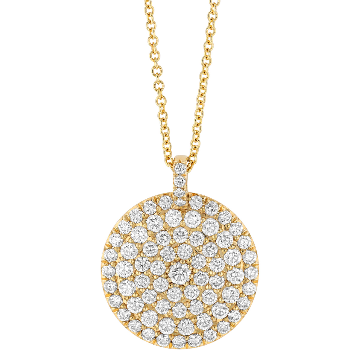 Diamond Pavé Circle Pendant in Yellow Gold, 18