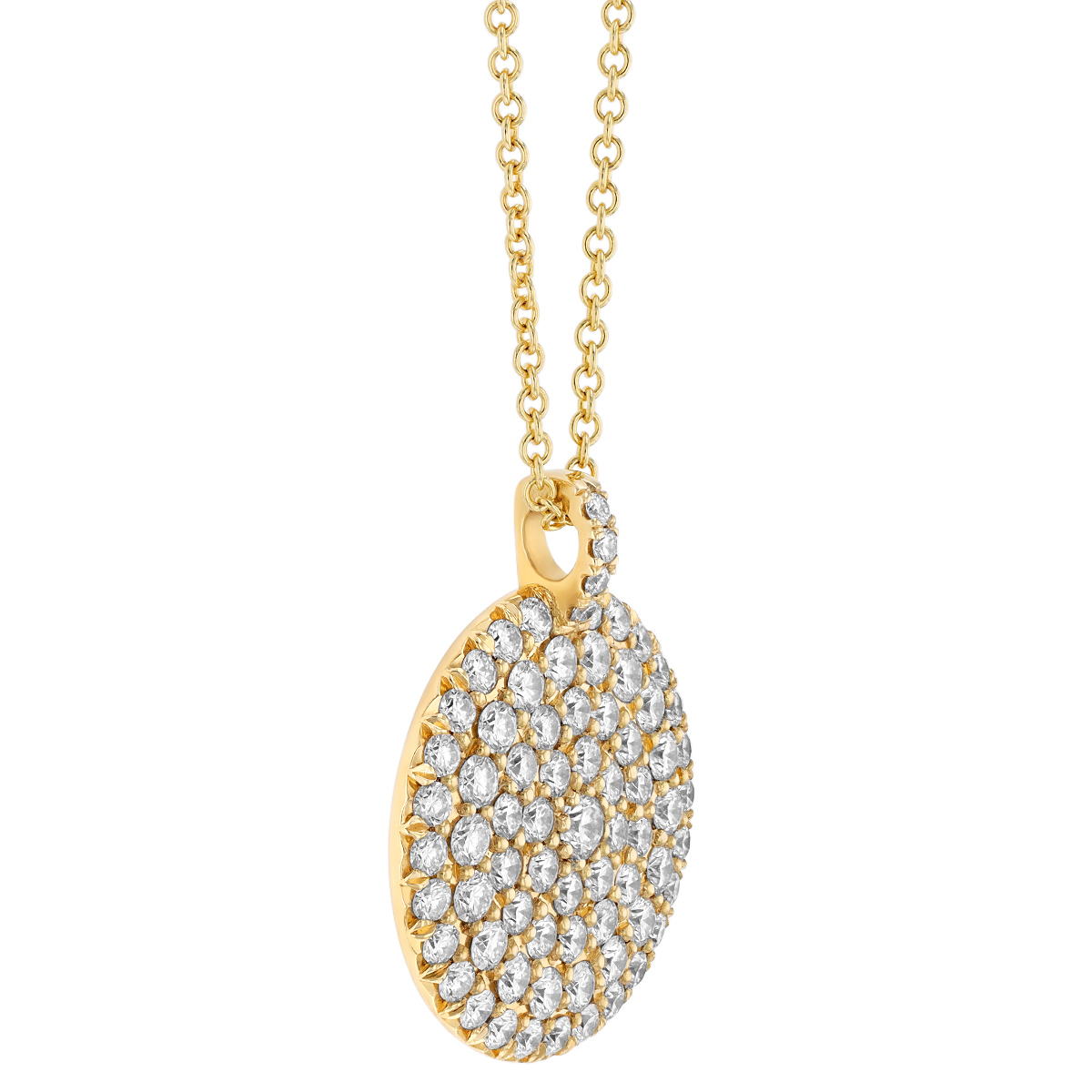 Diamond Pavé Circle Pendant in Yellow Gold, 18