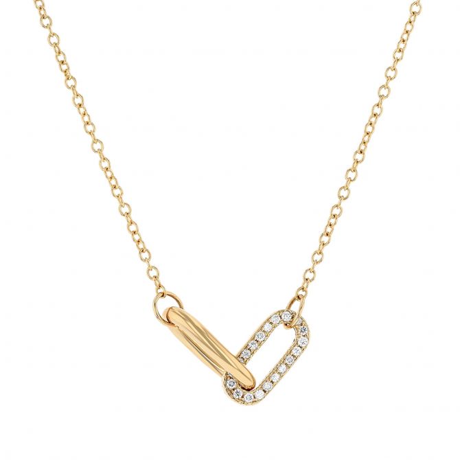 Zoe Chicco Diamond Pave & Yellow Gold Interlocking Link