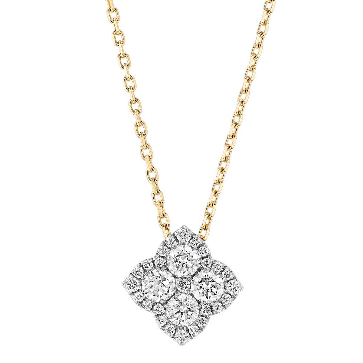 Frederic Sage Diamond Cluster Flower Pendant in White & Yellow Gold, 18