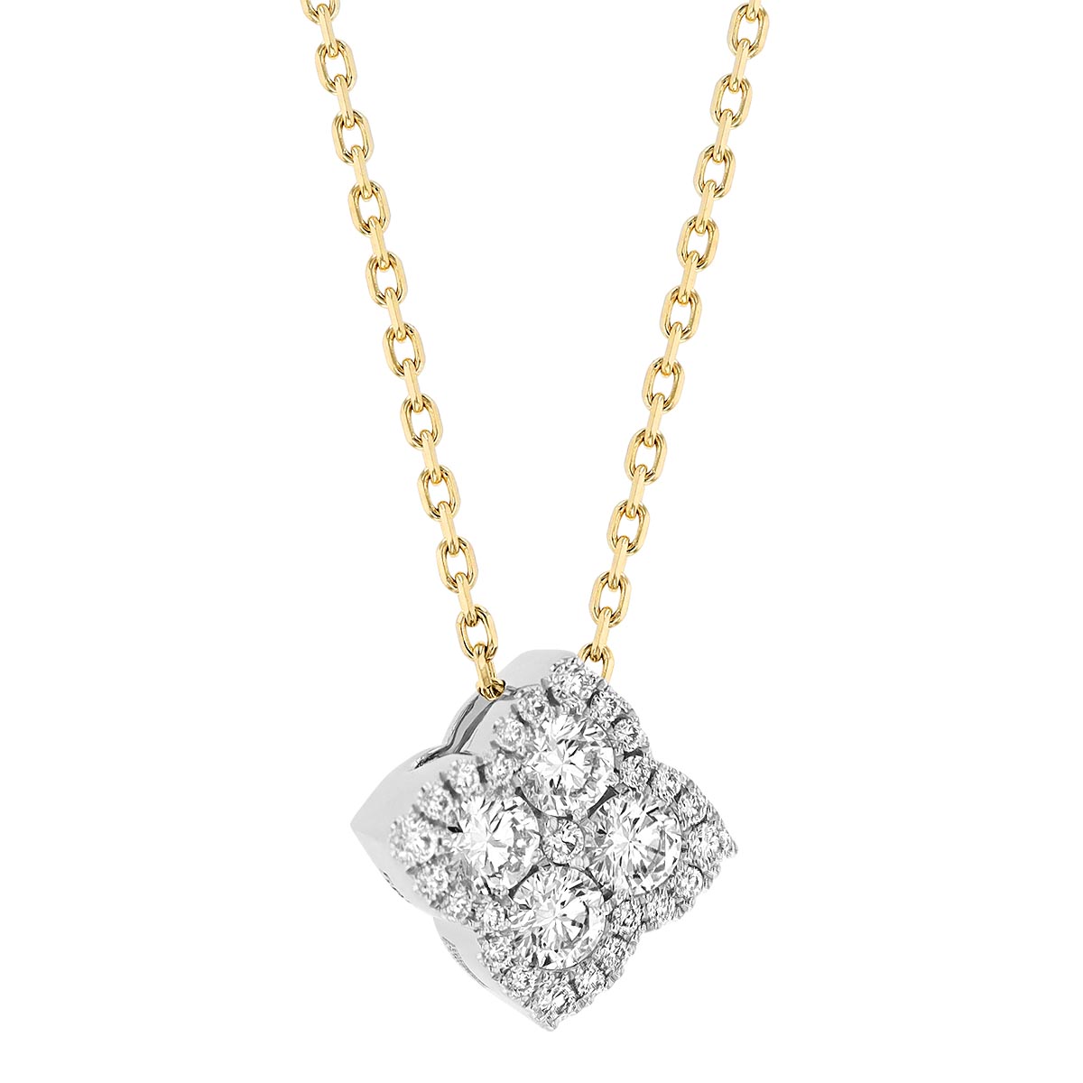 Frederic Sage Diamond Cluster Flower Pendant in White & Yellow Gold, 18