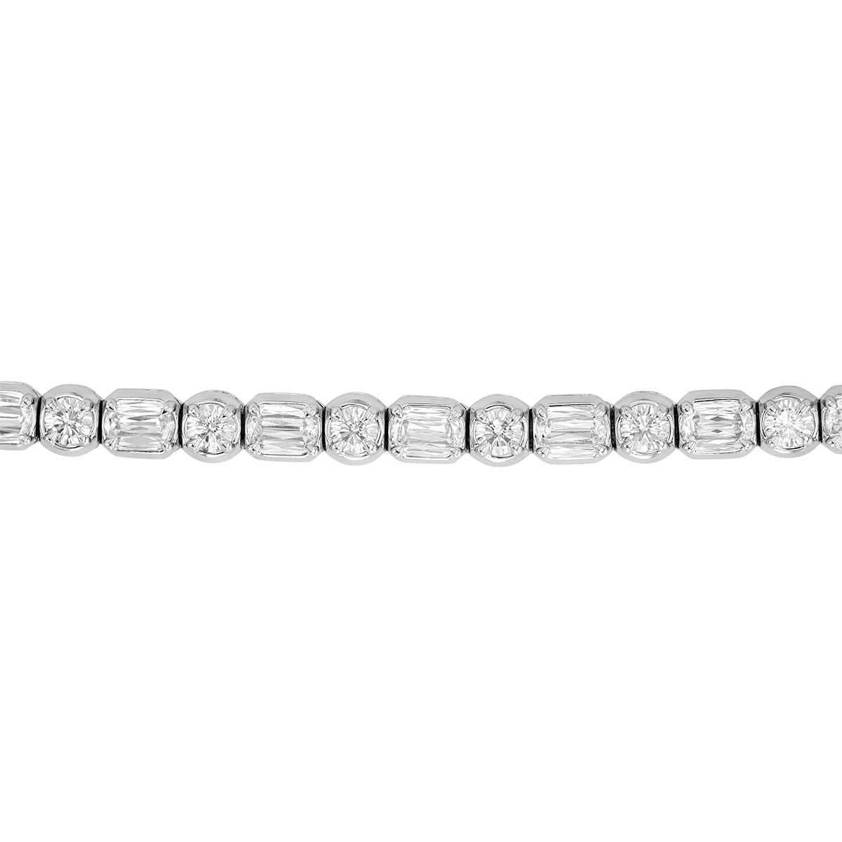 Christopher Designs Crisscut Lamour Classic & Round Diamond Tennis Bracelet in Platinum, 4.90 cttw, 