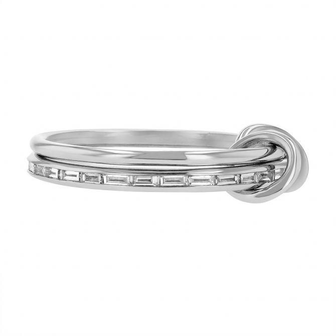 Spinelli Kilcollin Callisto Baguette Diamond Stacking Ring in White Gold