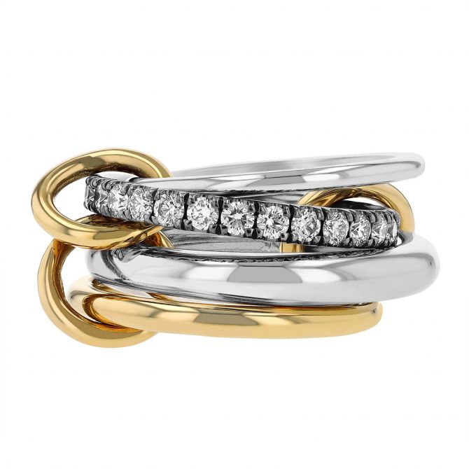 Spinelli Kilcollin Janssen Gris Diamond Stacking Ring in Yellow Gold & Sterling Silver