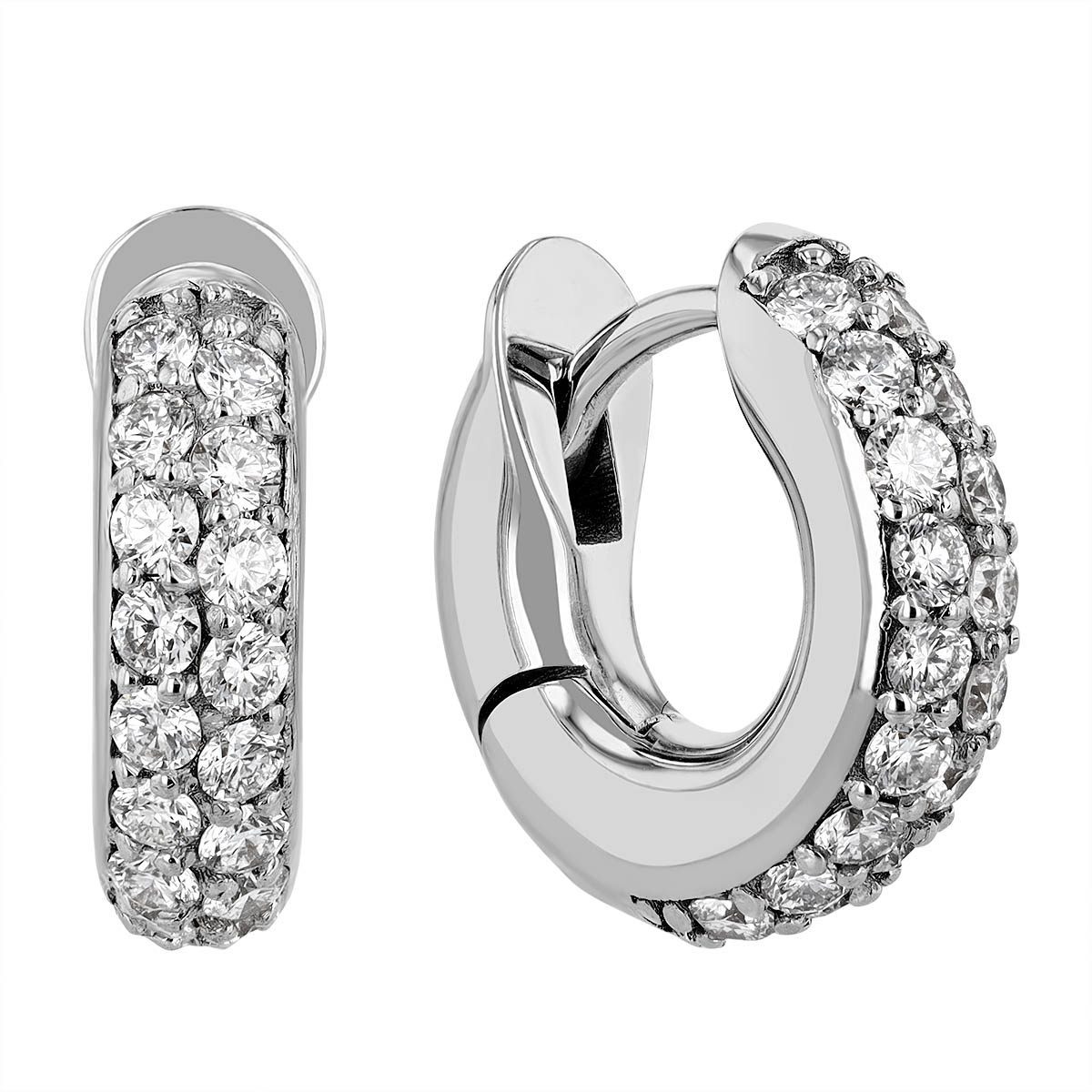 Spinelli Kilcollin Mini Macro Hoop Pavé Diamond Earrings in White Gold, 0.30 cttw