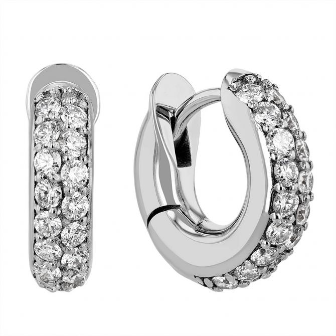 Spinelli Kilcollin Mini Macro Hoop Pavé Diamond Earrings in White Gold, 0.30 cttw