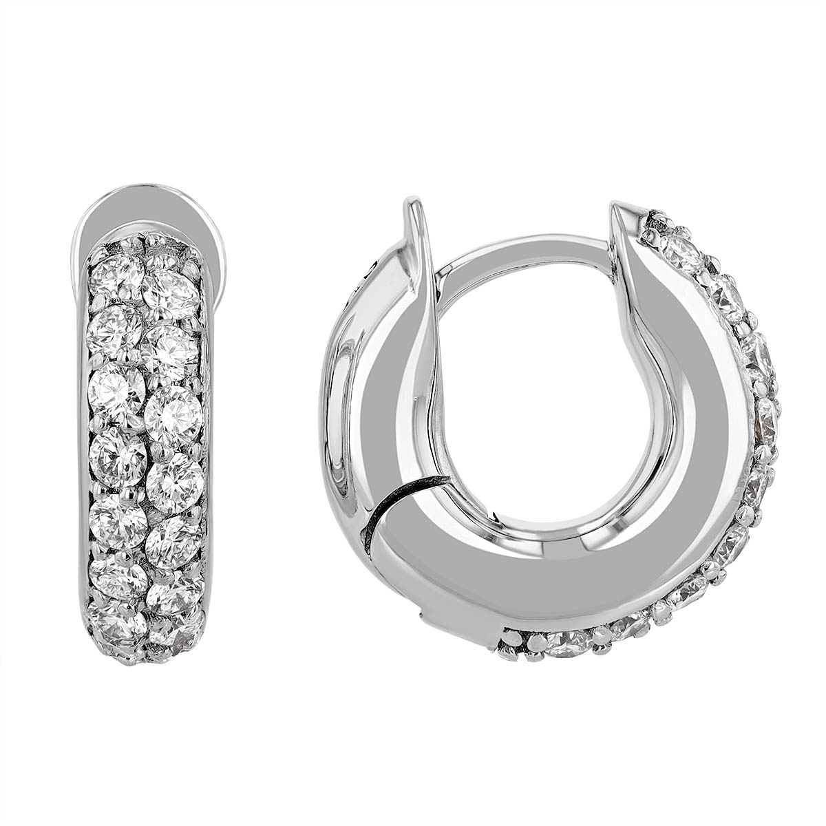 Spinelli Kilcollin Mini Macro Hoop Pavé Diamond Earrings in White Gold, 0.30 cttw