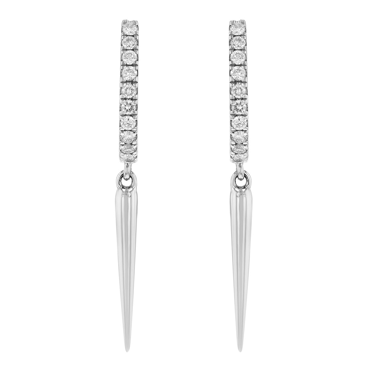 Doves Diamond Vertical Bar Dangle Earrings in Yellow Gold