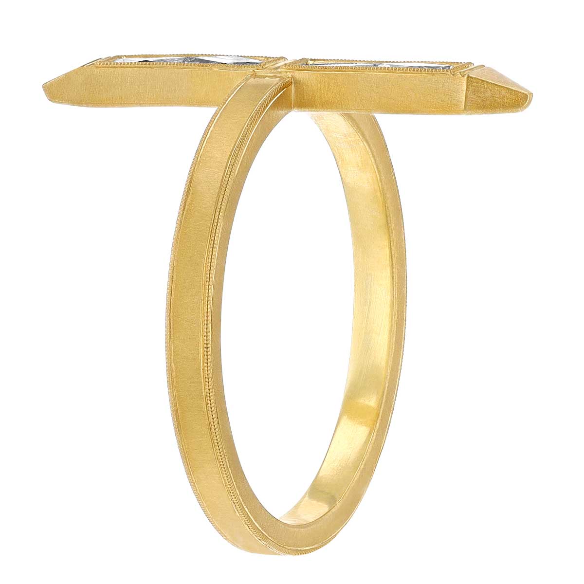 Erika Winters Estella French Cut Baguette Diamond Bar Ring in Yellow Gold