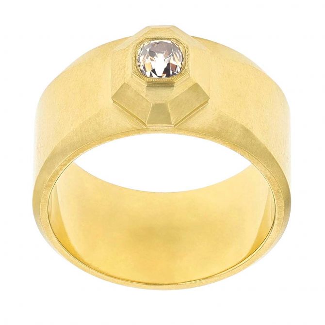 Erika Winters Hana Cushion Diamond Bezel Set Ring in Yellow Gold