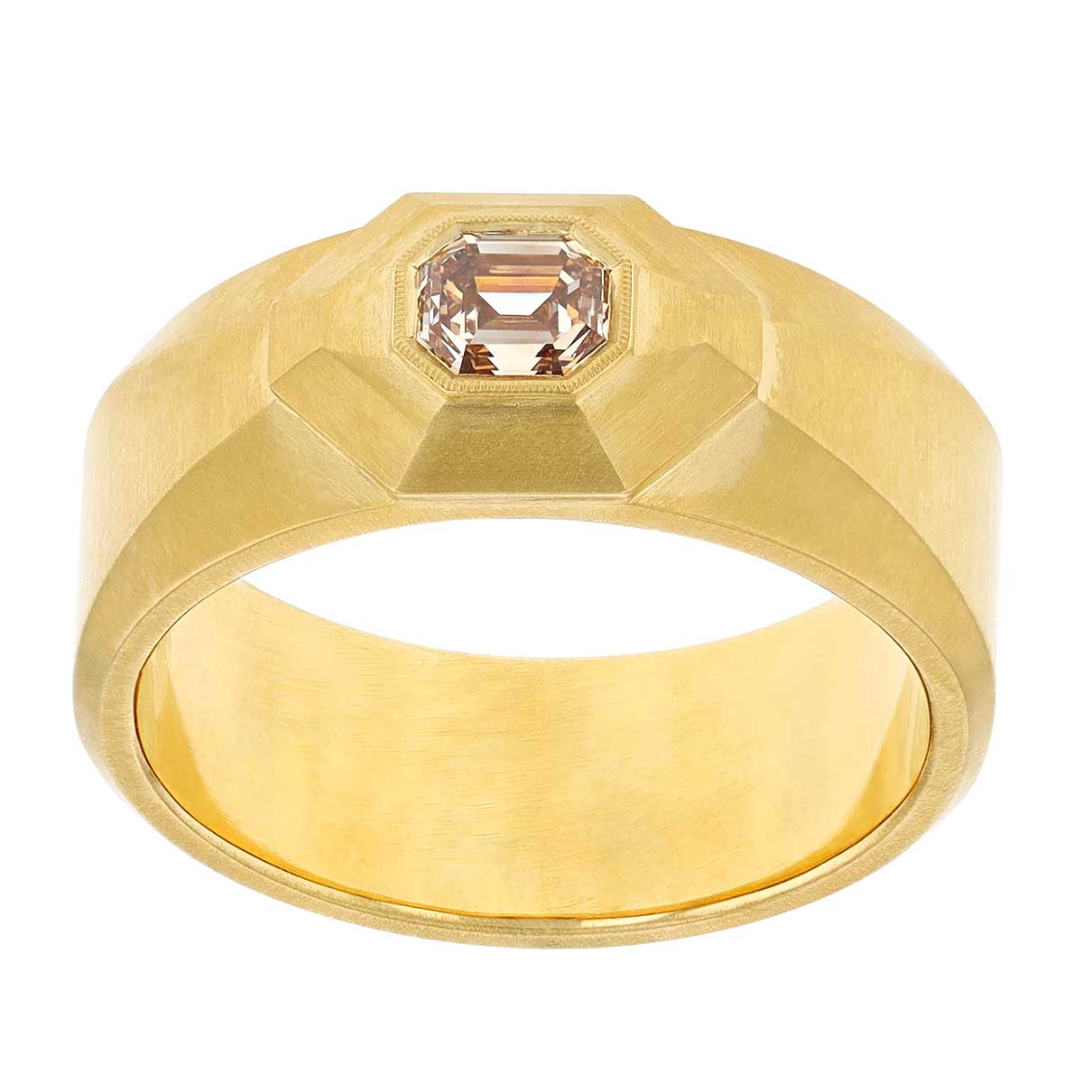 Erika Winters Hana Emerald Cut Diamond Bezel Set Ring in Yellow