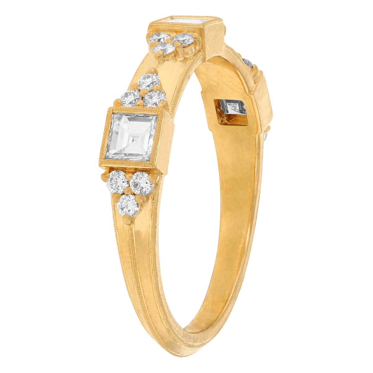 Erika Winters Cordelia Square Baguette Diamond Ring in Yellow Gold