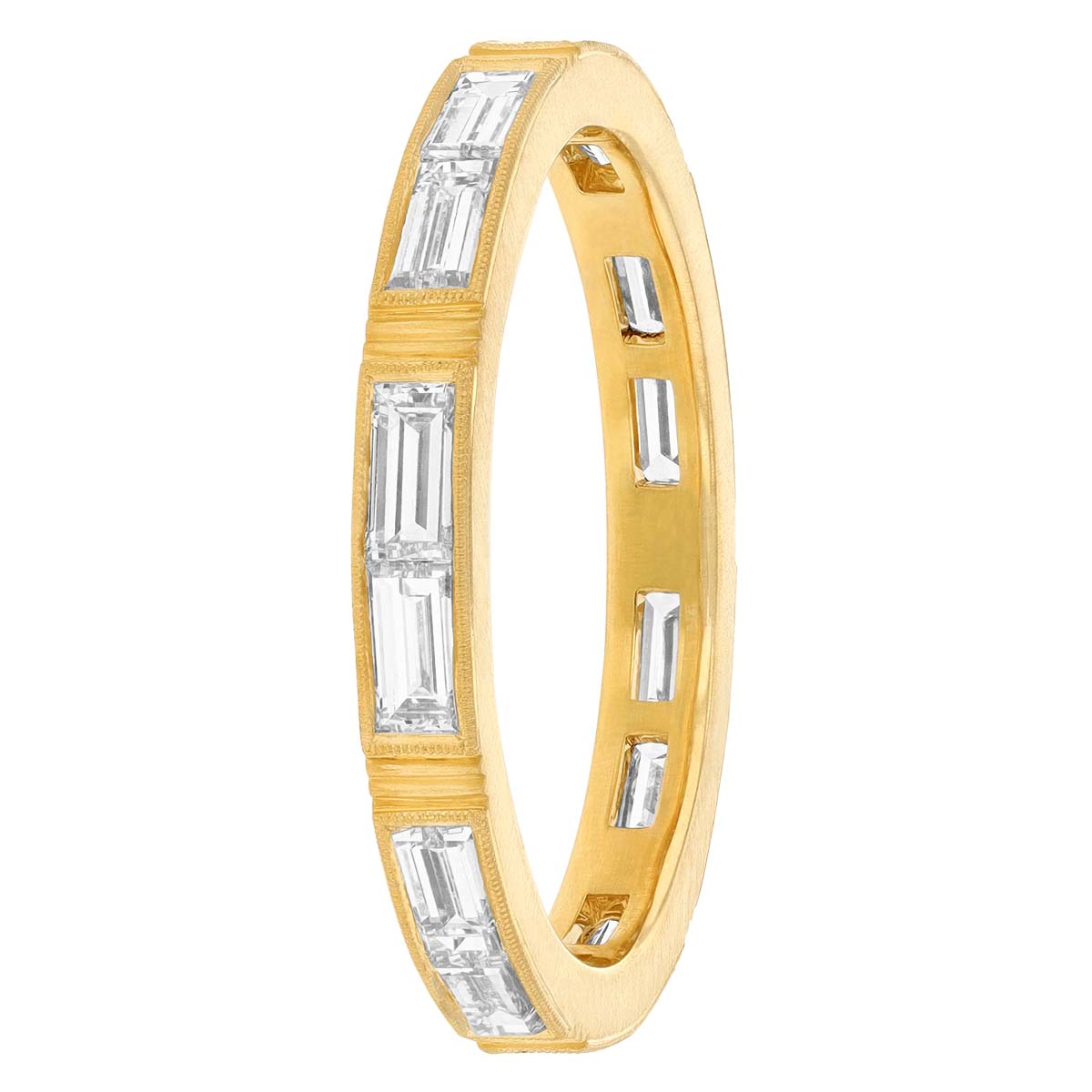 Erika Winters Isabella French Cut Baguette Diamond Channel Set Ring in Yellow Gold