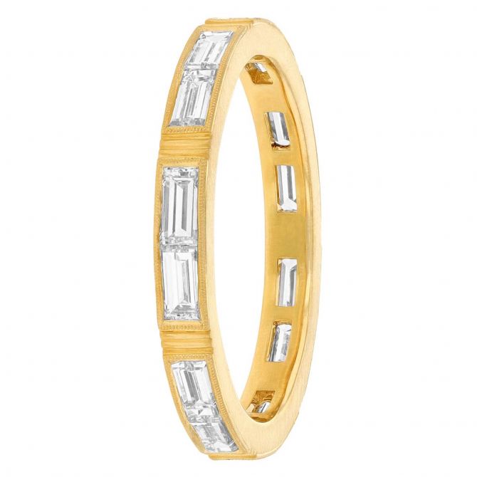 Erika Winters Isabella French Cut Baguette Diamond Channel Set Ring in Yellow Gold