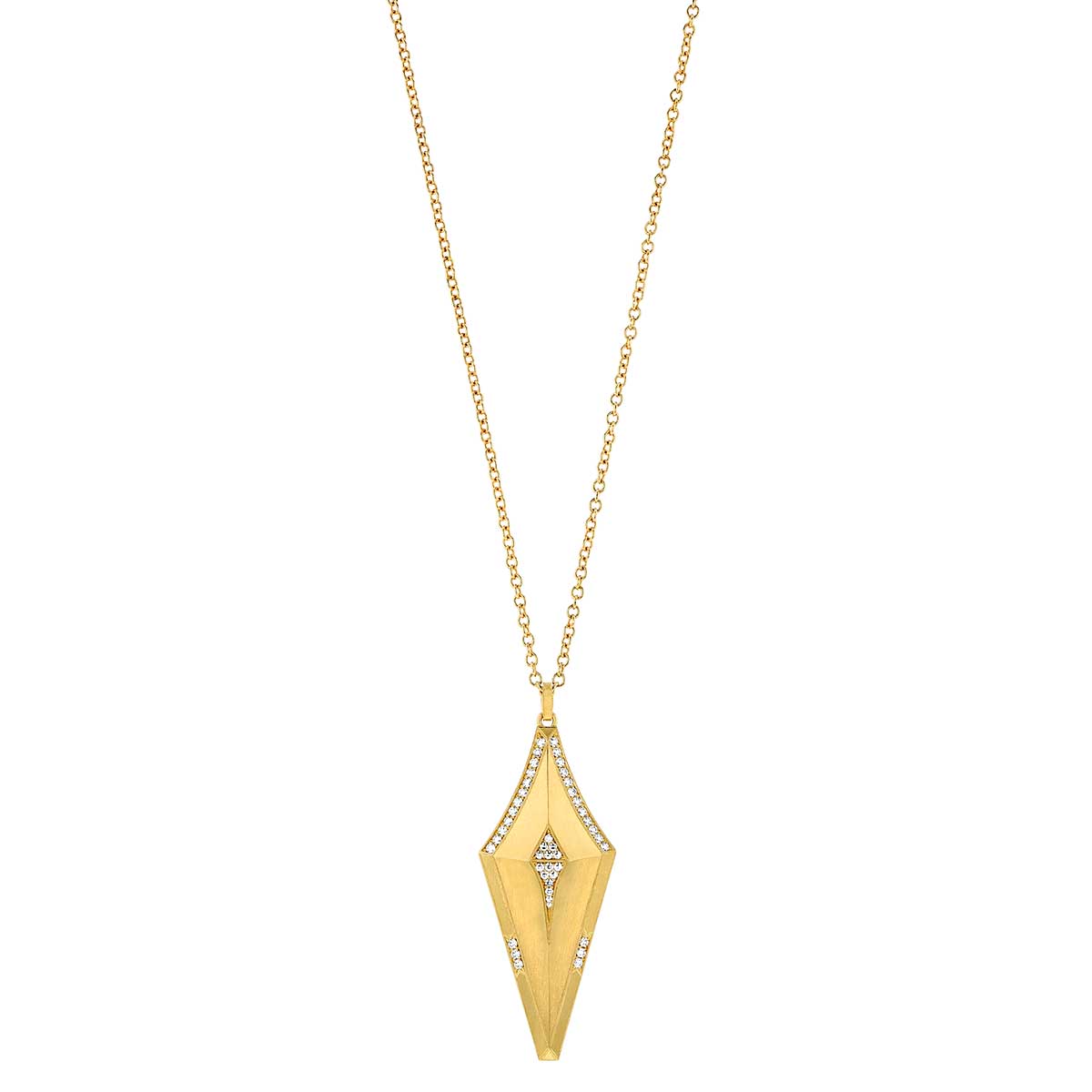 Erika Winters Estella Large Shield Diamond Pendant in Yellow Gold, 30