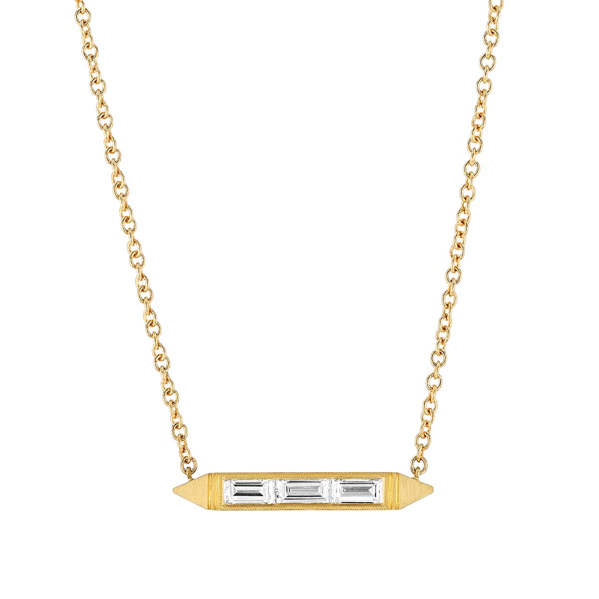 Baguette diamond on sale bar necklace