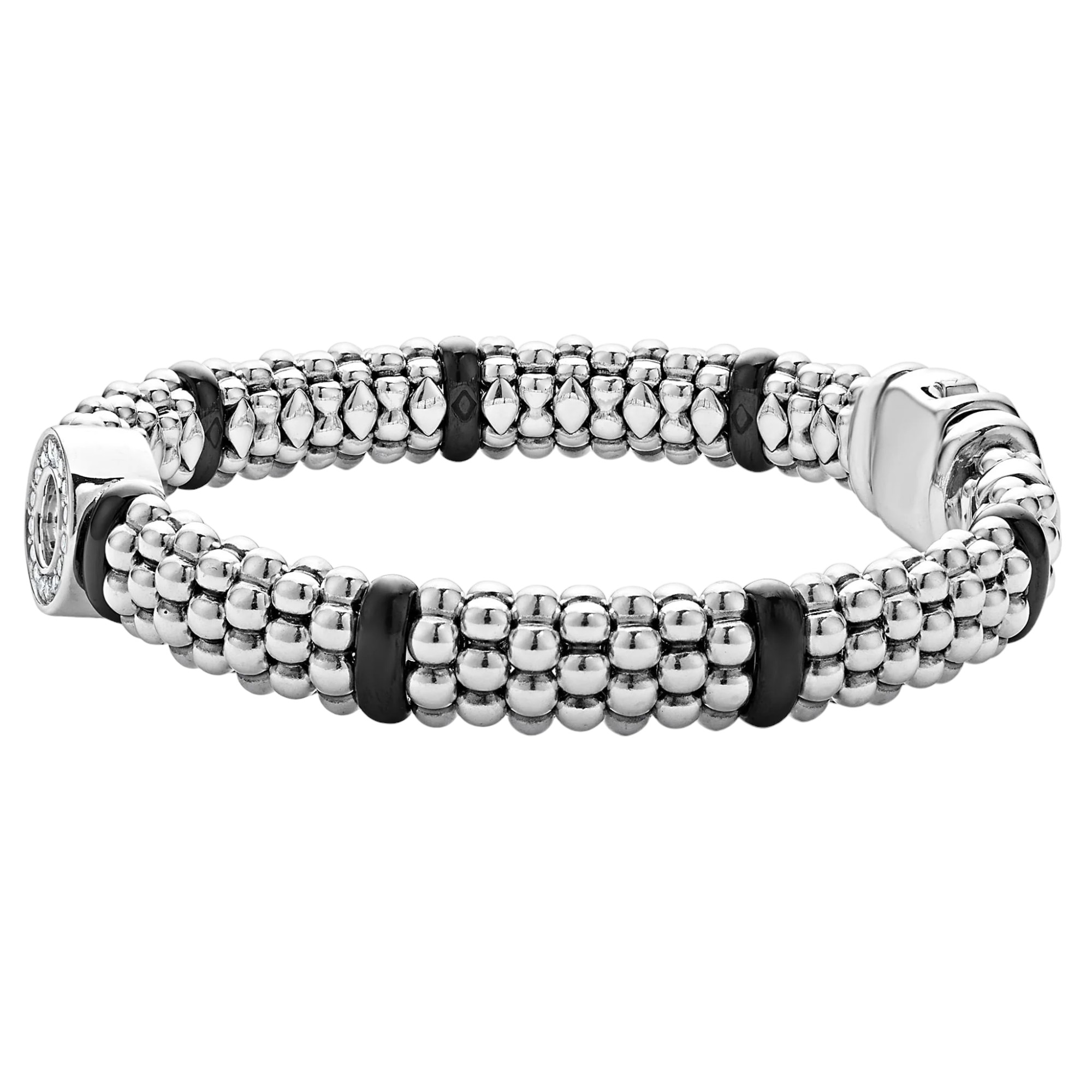 LAGOS Black Caviar Ceramic and Diamond Circle Bracelet, 9mm