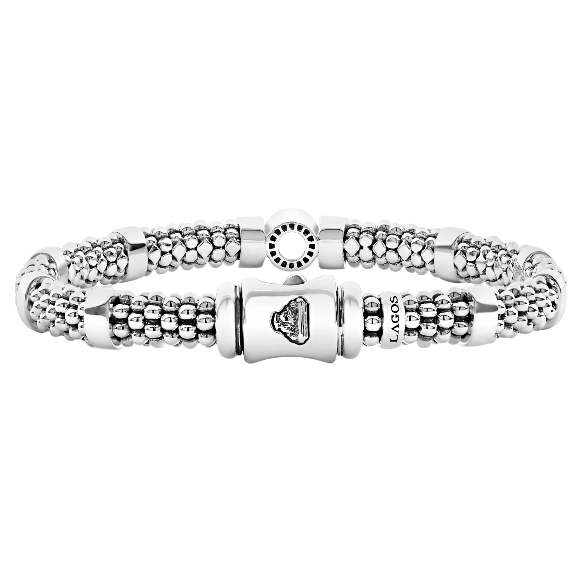 LAGOS Caviar Spark Small Single Station Diamond Circle Caviar Bracelet, 6mm