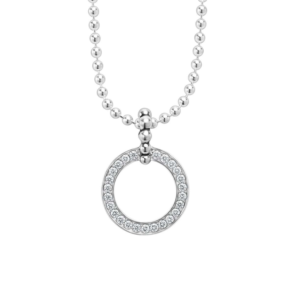 LAGOS Caviar Spark Circle Diamond Pendant Necklace, 18