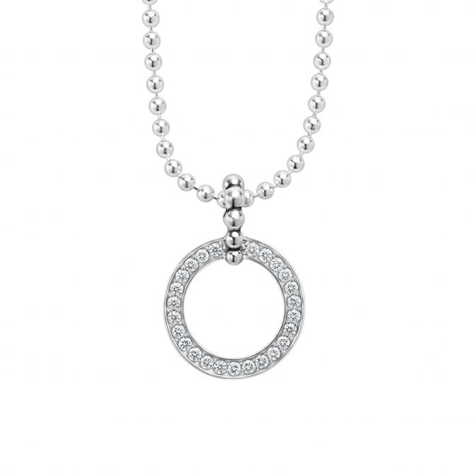 LAGOS Caviar Spark Circle Diamond Pendant Necklace, 18"