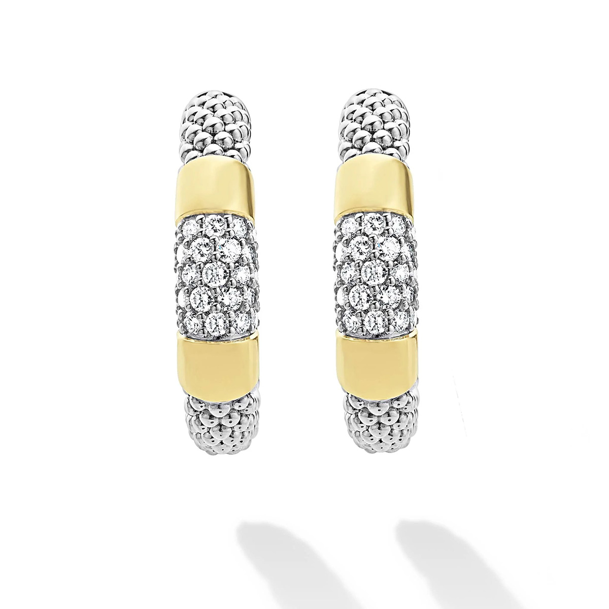 LAGOS High Bar Gold Station Diamond Hoop Earrings, 28 mm