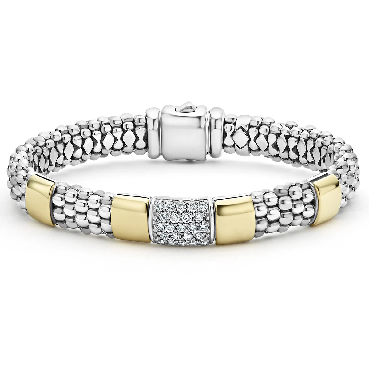 LAGOS High Bar Gold Station Diamond Bracelet, 9 mm, 7