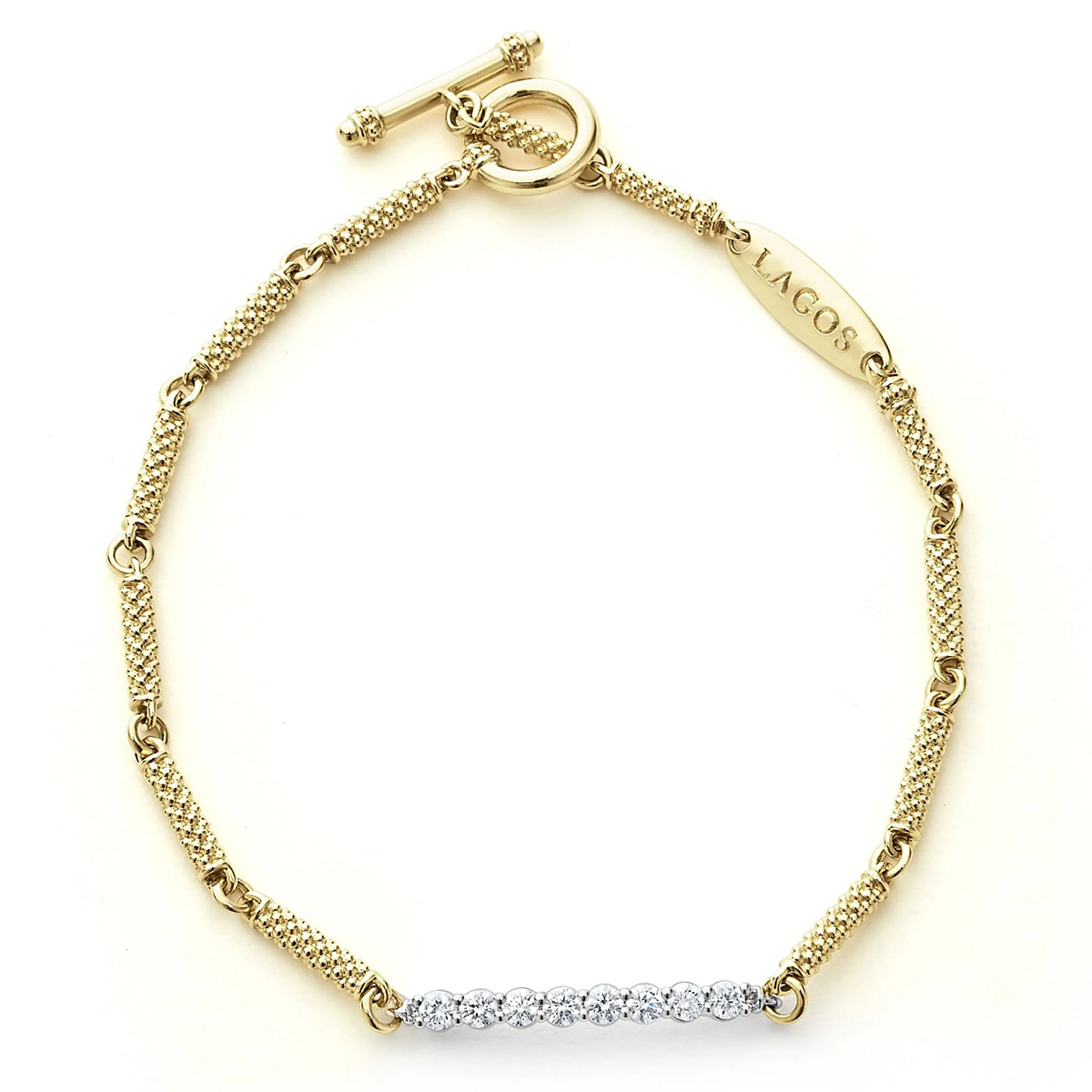LAGOS Signature Caviar Superfine Diamond Link Bracelet in 18K Gold 7