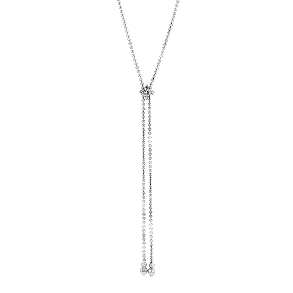 Roberto Coin Love in Verona Diamond Lariat Zipper Necklace in White Gold, 23