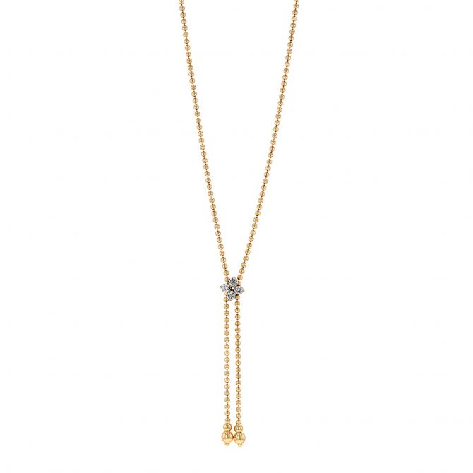 Roberto Coin Love in Verona Diamond Lariat Zipper Necklace in Yellow Gold, 23", 0.30 cttw