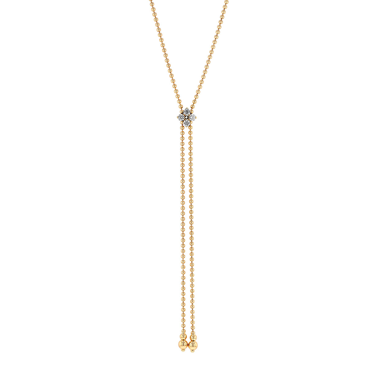 Roberto Coin Love in Verona Diamond Lariat Zipper Necklace in Yellow Gold, 23