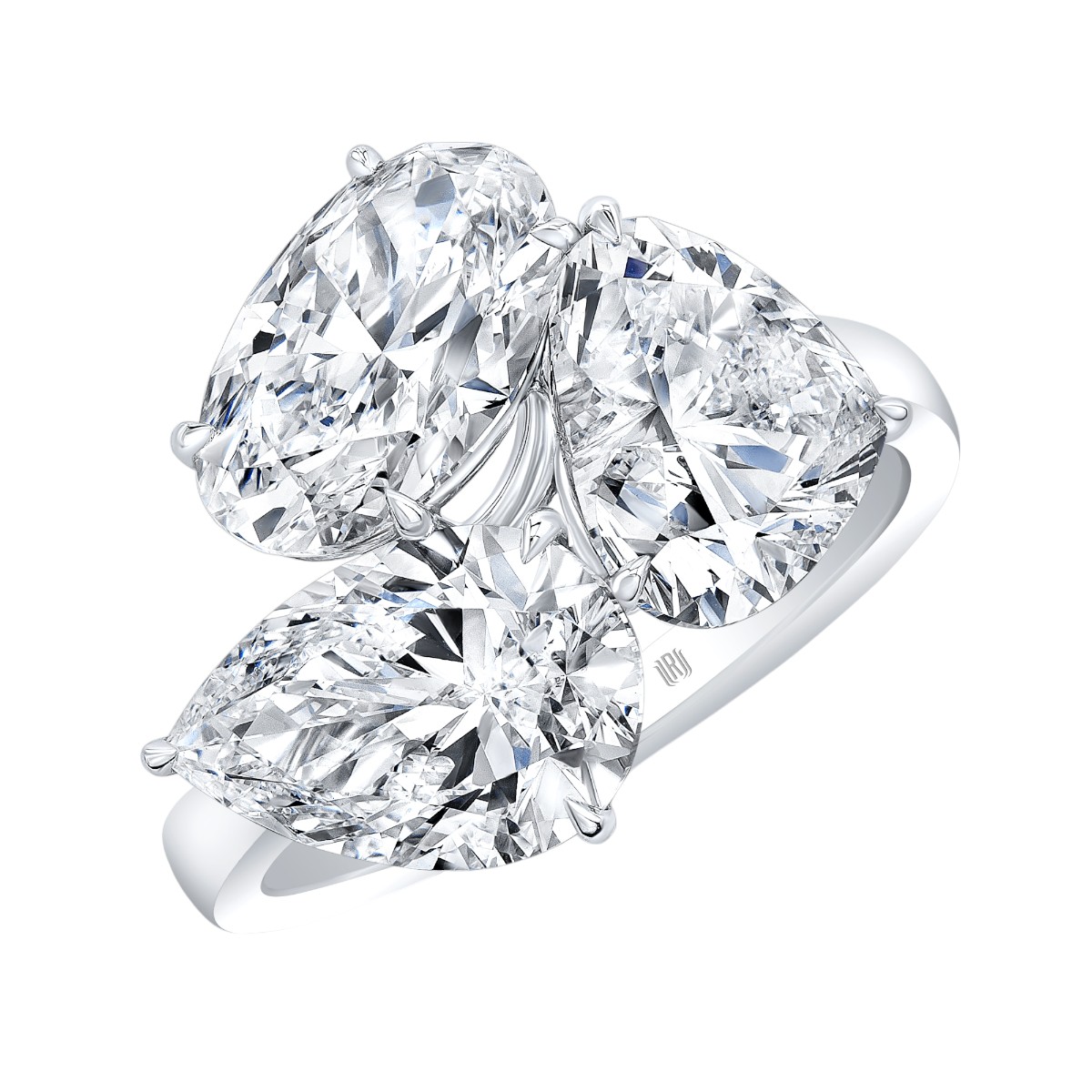 Rahaminov Oval, Pear & Heart Shape Diamond Cluster Ring in Platinum