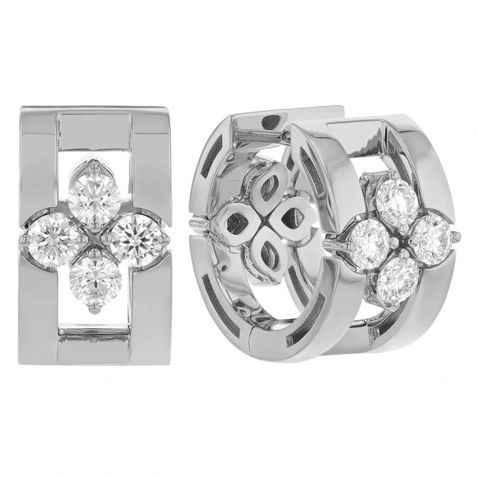 Roberto Coin Love in Verona Diamond Huggie Hoop Earrings in White Gold