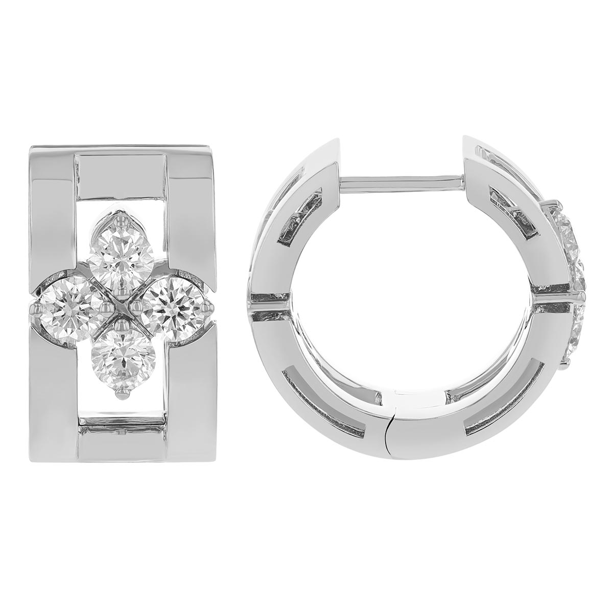 Roberto Coin Love in Verona Diamond Huggie Hoop Earrings in White Gold