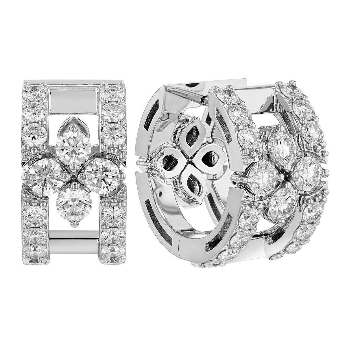 Roberto Coin Love in Verona Diamond Pavé Huggie Hoop Earrings in White Gold