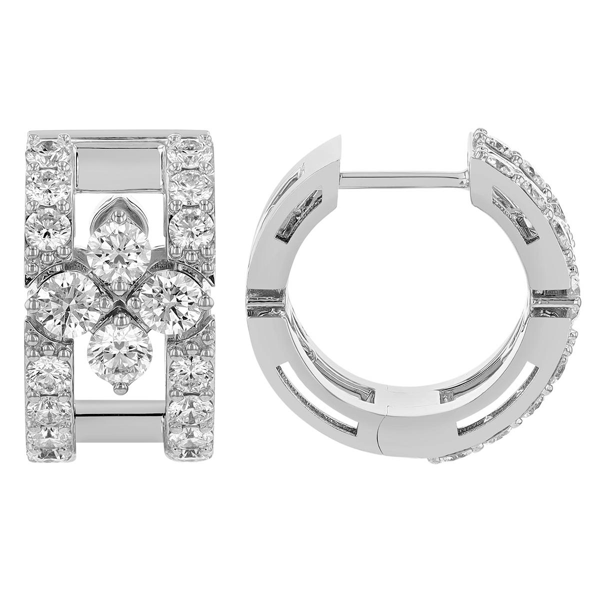 Roberto Coin Love in Verona Diamond Pavé Huggie Hoop Earrings in White Gold