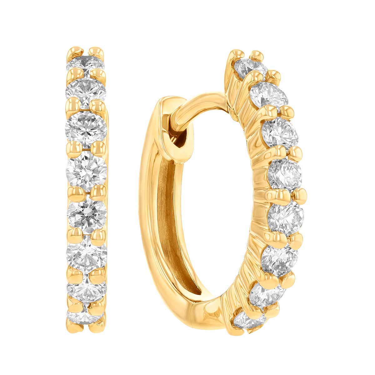 Diamond Huggie Hoop Earrings in Yellow Gold, 0.35 cttw | Borsheims