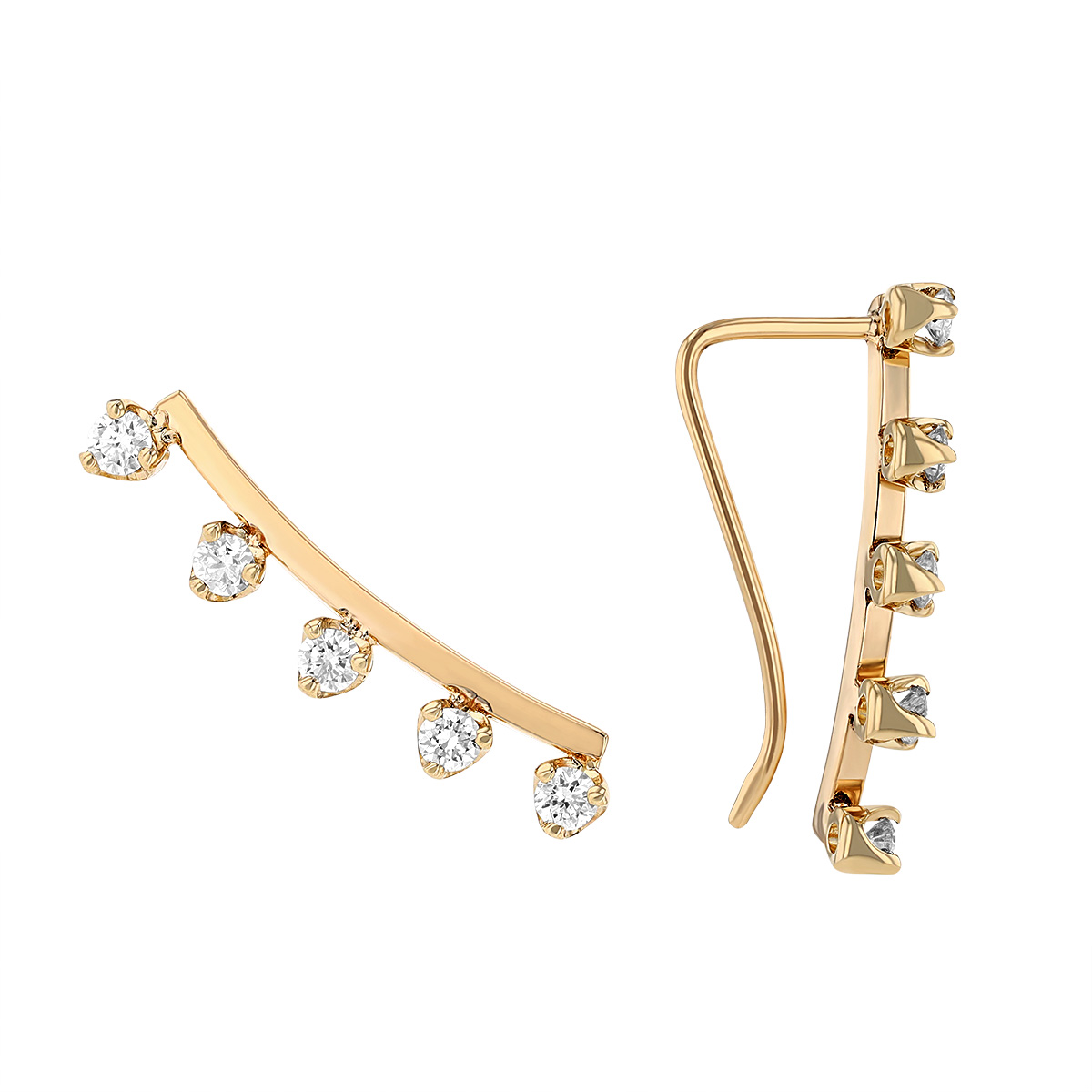 Zoe Chicco Diamond Climber Earrings in Yellow Gold