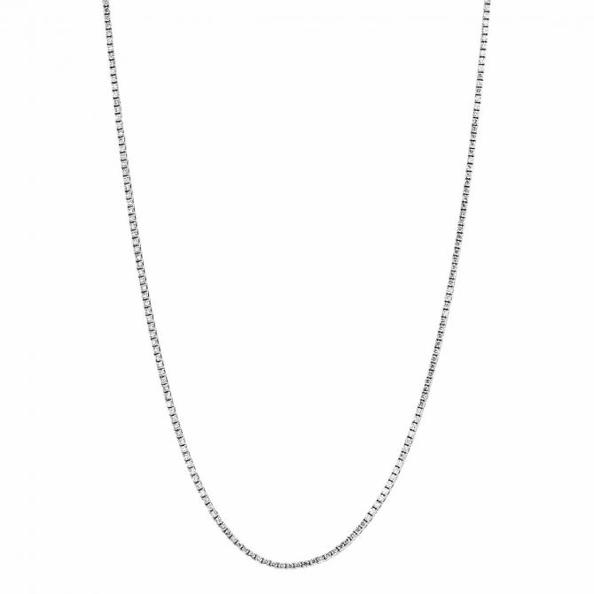 Diamond Tennis Necklace in White Gold, 24", 7.15 cttw