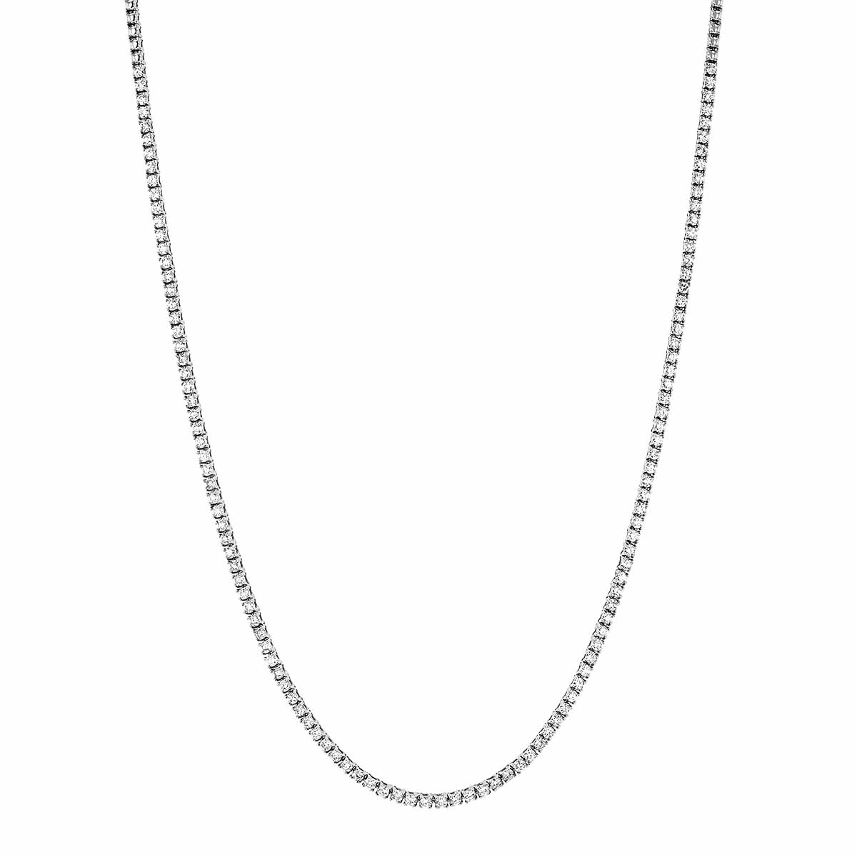 Diamond Tennis Necklace in White Gold, 17.5