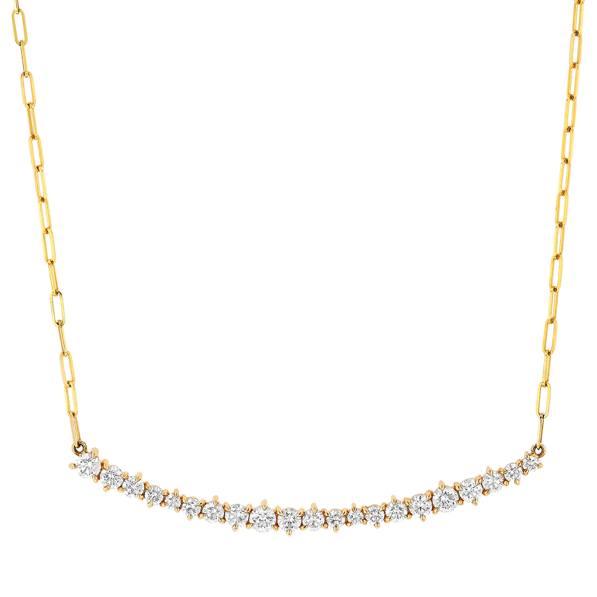 Phillips House Graduated Diamond Curved Bar Necklace in Yellow Gold, 20