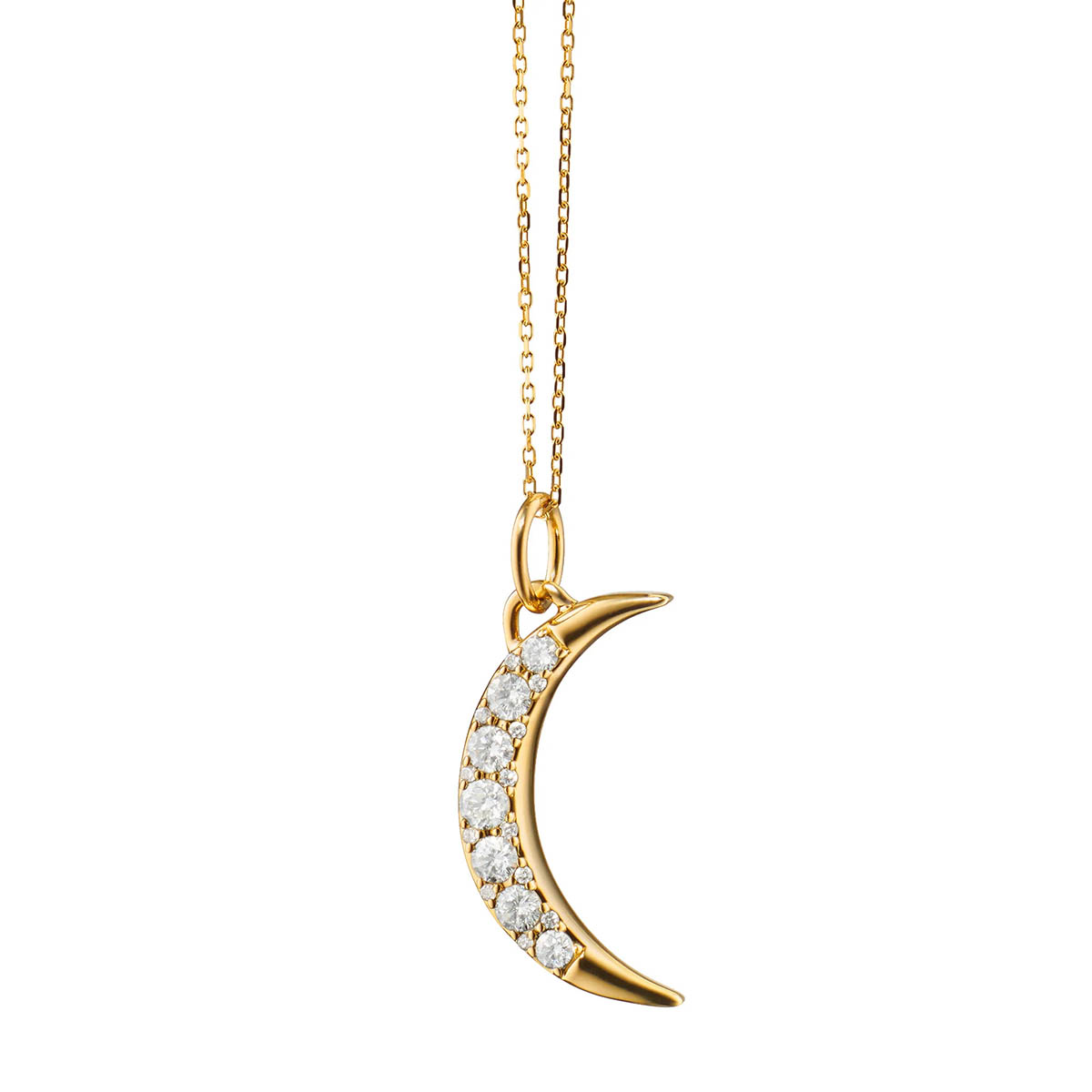 Monica Rich Kosann Diamond Crescent Moon Pendant in Yellow Gold, 17