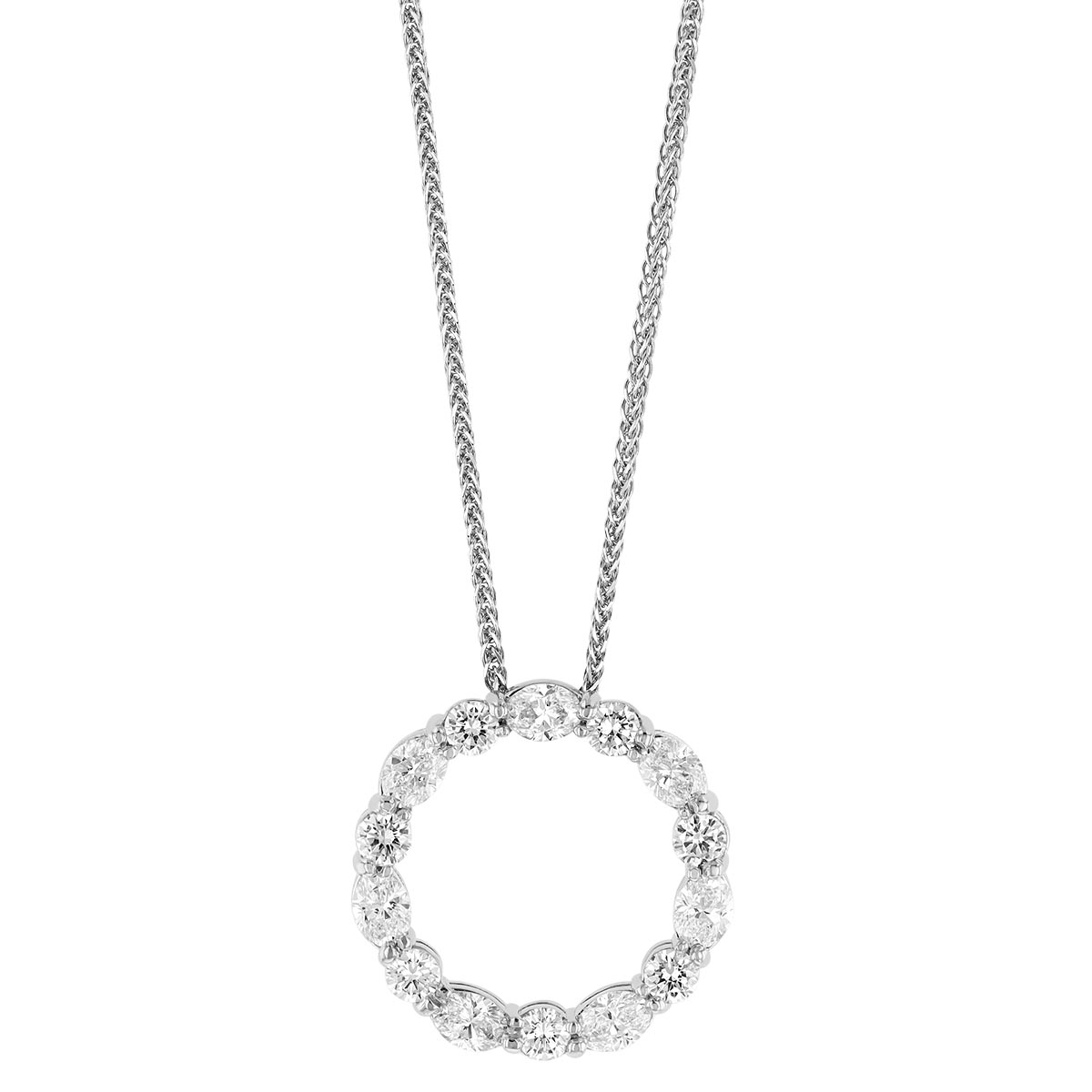 J.B. Star Oval & Round Diamond Open Circle Pendant in Platinum