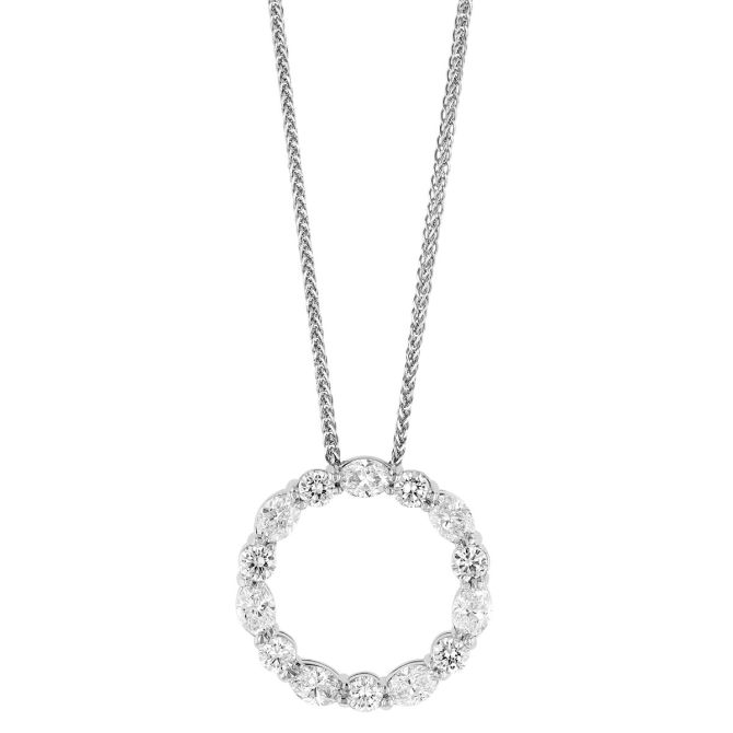 J.B. Star Oval & Round Diamond Open Circle Pendant in Platinum