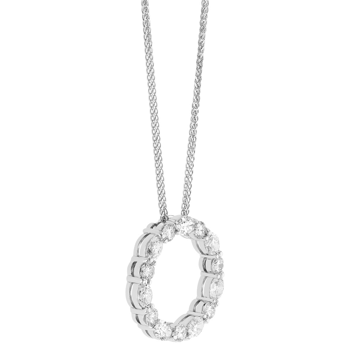 J.B. Star Oval & Round Diamond Open Circle Pendant in Platinum