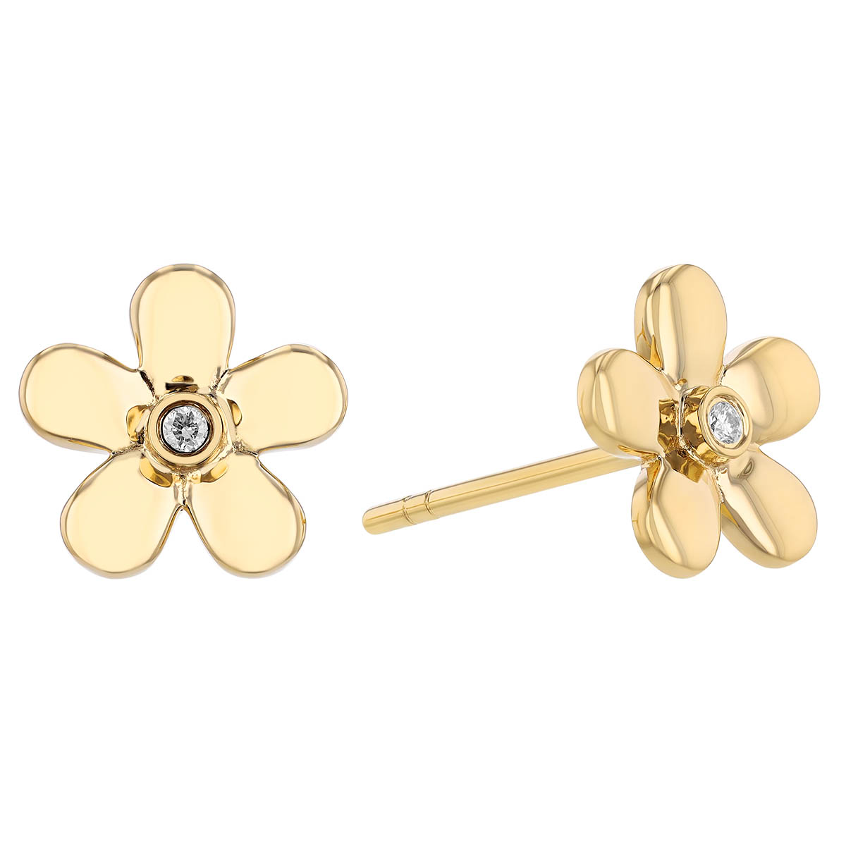 Frederic Sage Diamond Flower Dainty Stud Earrings in Yellow Gold