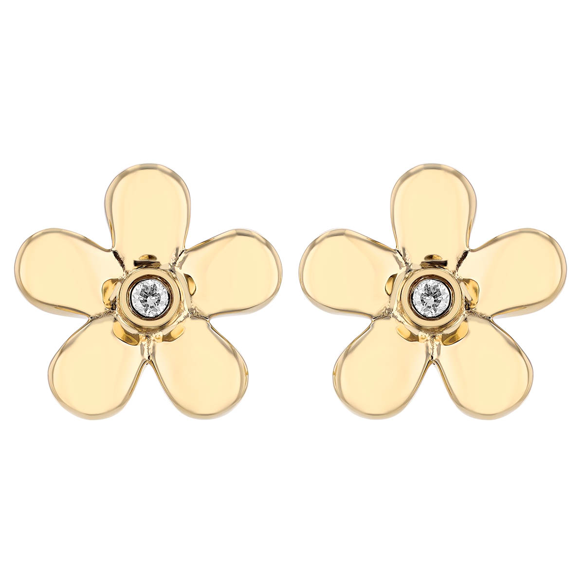 Frederic Sage Diamond Flower Dainty Stud Earrings in Yellow Gold