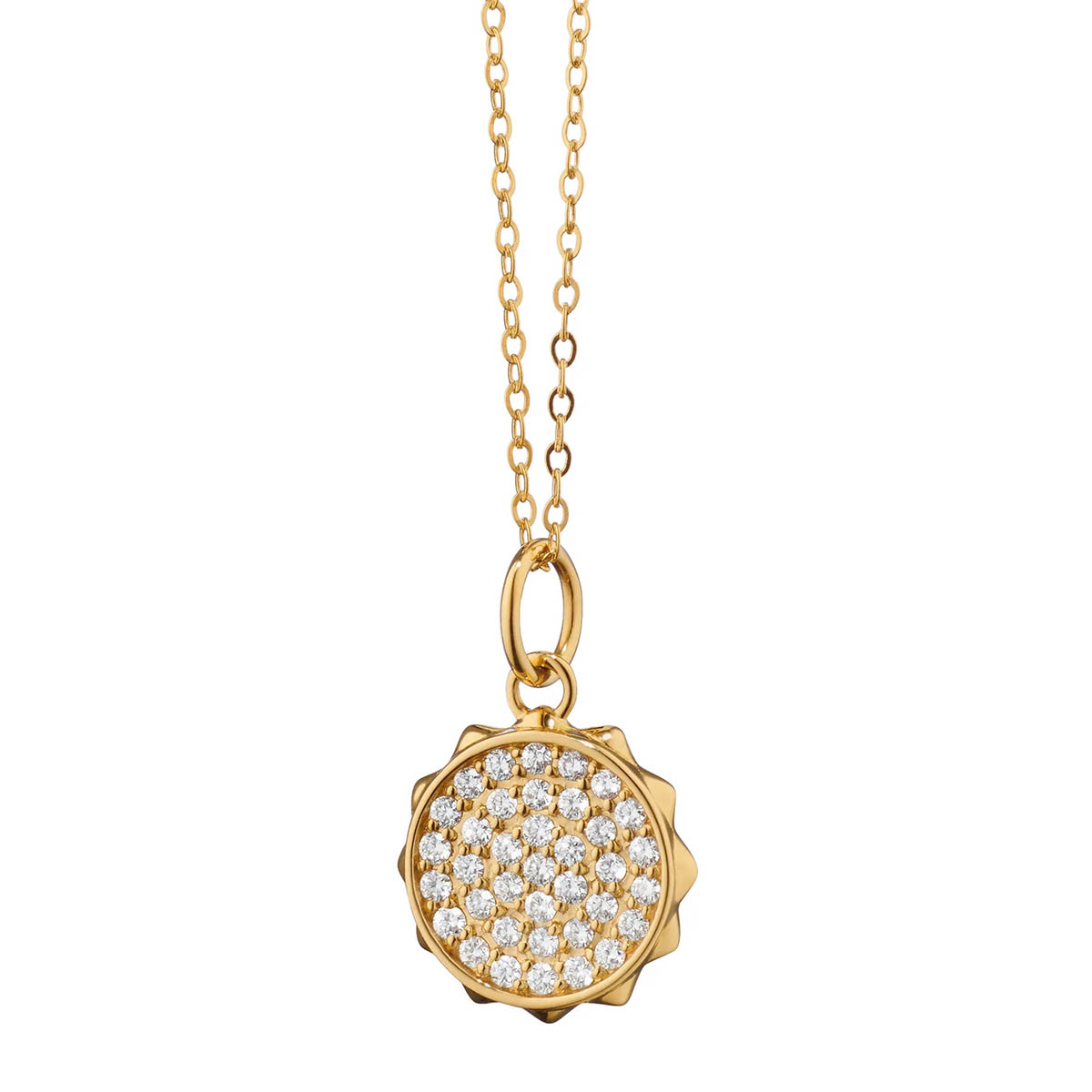 Monica Rich Kosann Diamond Pavé Sun Pendant in Yellow Gold, 17