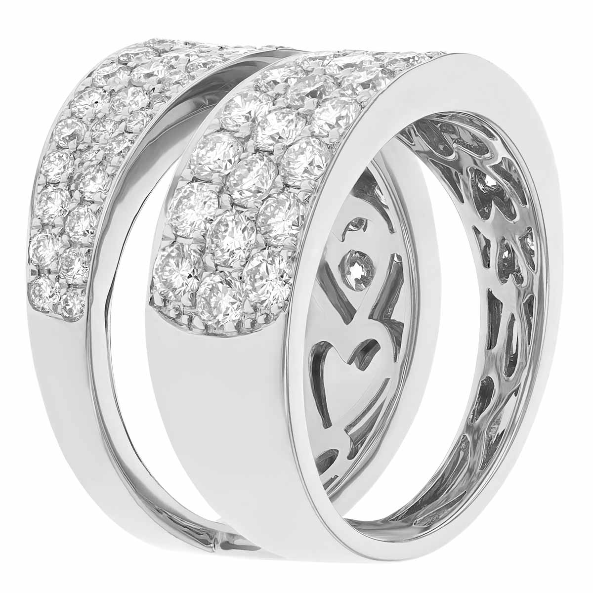 Diamond Pavé Split Wide Band Ring in White Gold