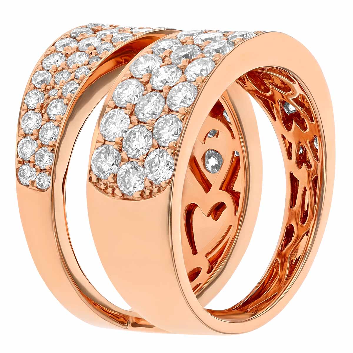 Diamond Pavé Split Wide Band Ring in Rose Gold